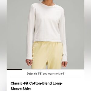 NWOT Lululemon classic fit cotton blend long sleeve size 4